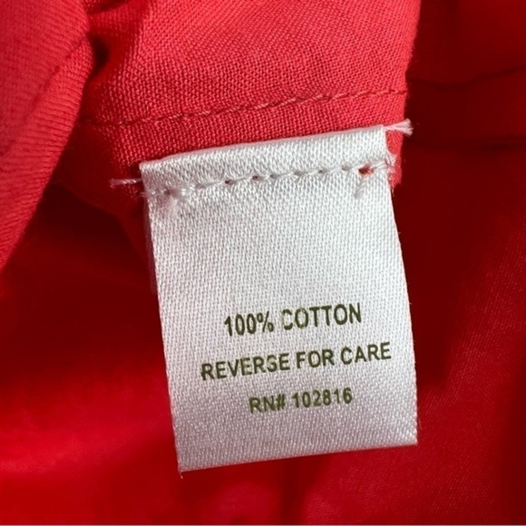 Garnet Hill Orange 100% Cotton Collared Button-Down Shirt Women's Size 14P Top - Picture 6 of 9